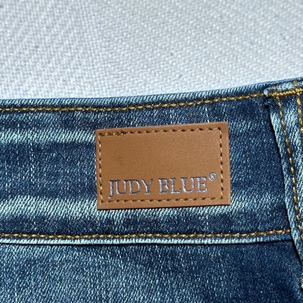 Judy Blue Skinny Jeans Women 24W‎ Raw Released Hem Side Slit Medium Wash Blue - Picture 9 of 16